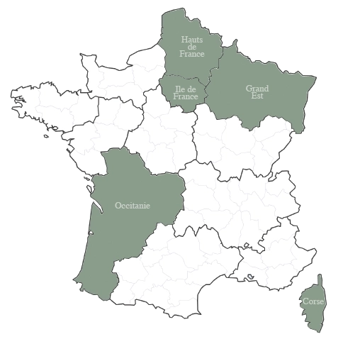 Carte des régions dans lesquelles le cabinet comptable Romain Prévost intervient